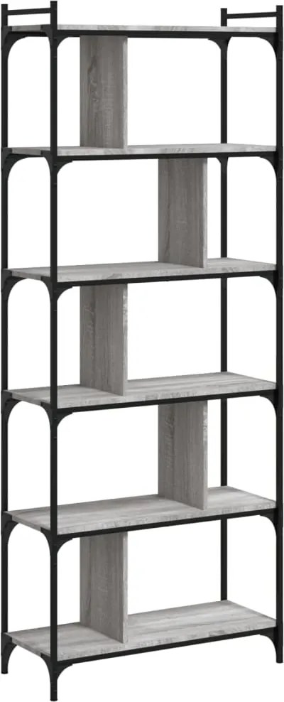 vidaXL 6 szintes szürke sonoma színű fa könyvespolc 76 x 32 x 192 cm