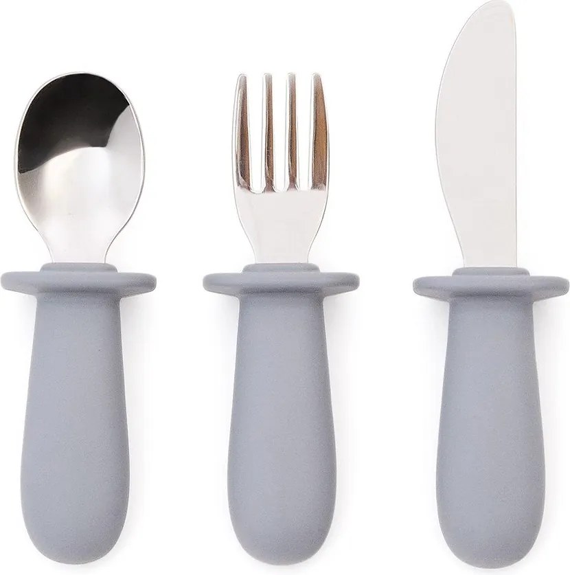 Kék műanyag-szilikon gyerek evőeszköz 3 db-os Lili – Kave Home