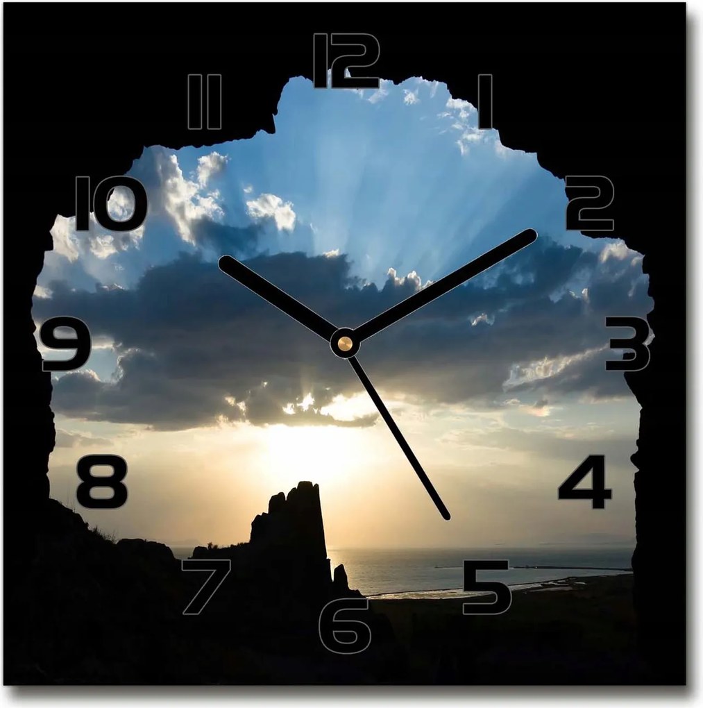 Csendes üveg falióra Naplemente 30x30 cm