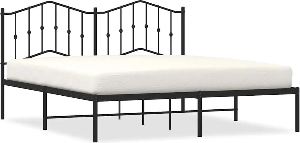 vidaXL fekete fém ágykeret fejtámlával 183 x 213 cm