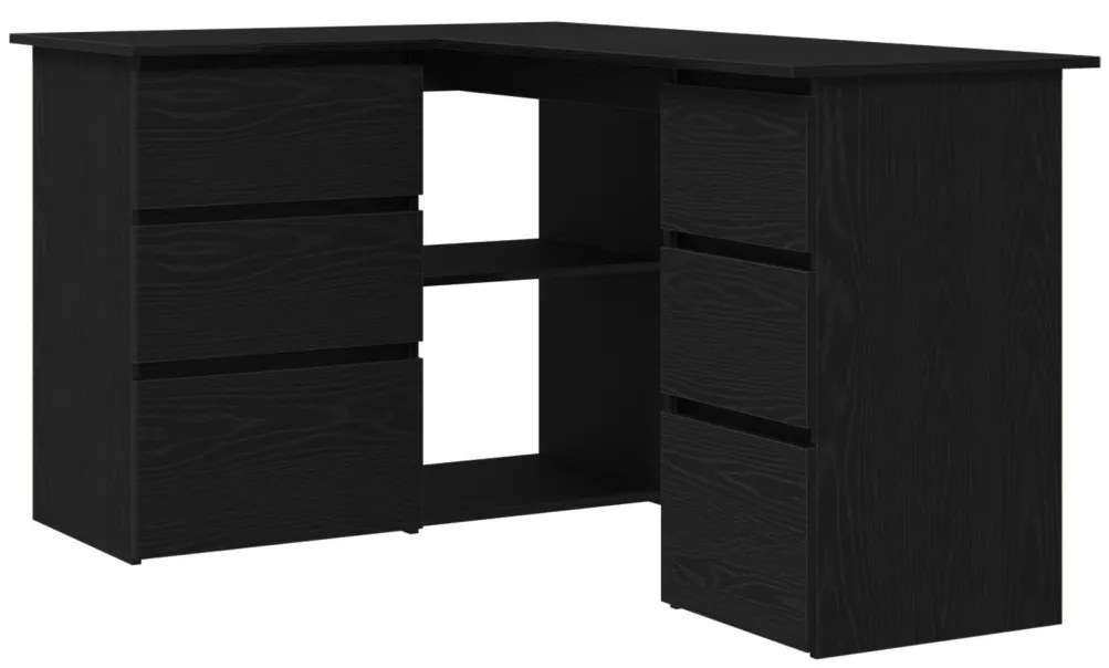vidaXL Fekete Tölgy Sarok Íróasztal, 145x100x76 cm, Műanyagból készült