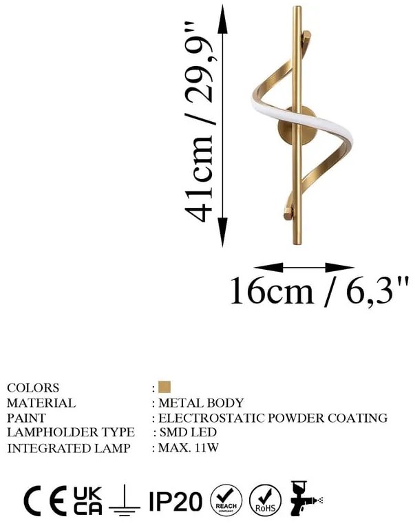 Sárgaréz színű LED fali lámpa Likma – Opviq lights