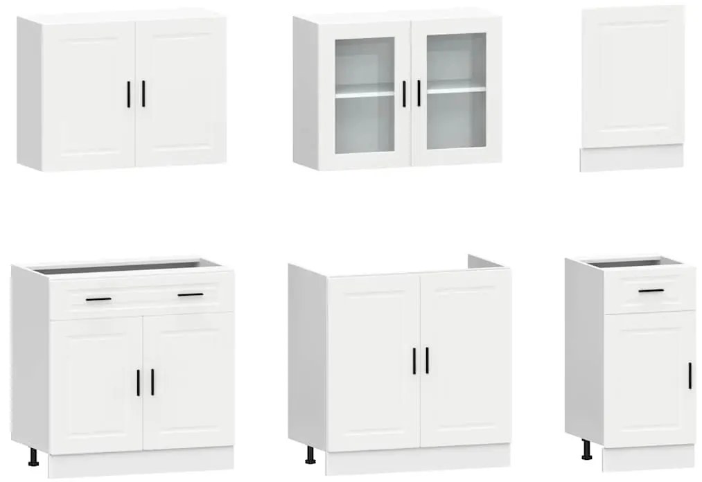 7 darabos konyhaszekrény szett Porto&quot; Fehér színű műfa&quot;