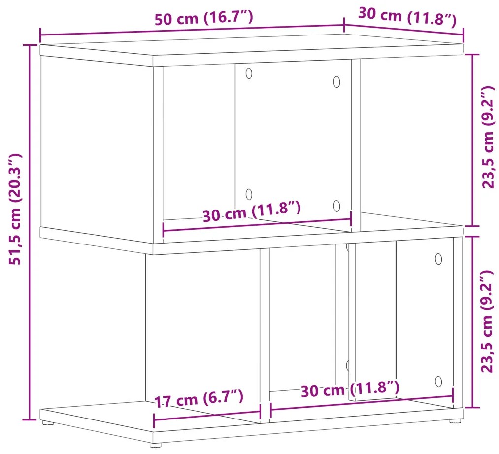 Éjjeli asztal Fekete tölgy 50x30x51,5 cm Műanyag