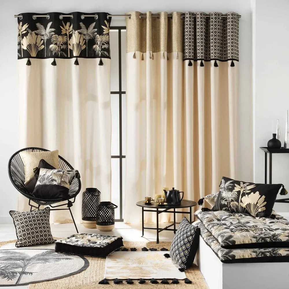 Fekete-bézs függöny 140x240 cm Karaba – douceur d'intérieur