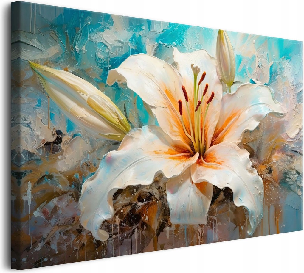 Modern vászonkép falikép nappaliba liliom virágok 80x120