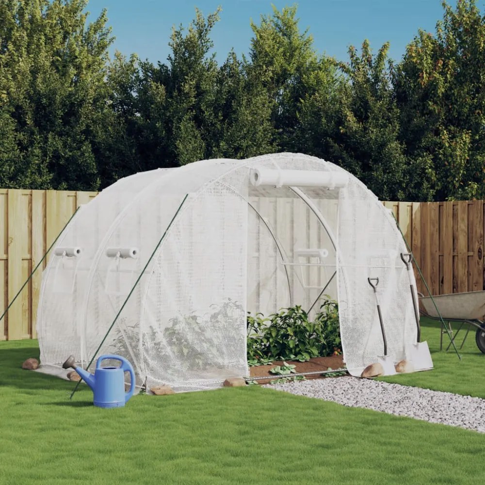 fehér acélvázas melegház 6 m² 3 x 2 x 2 m