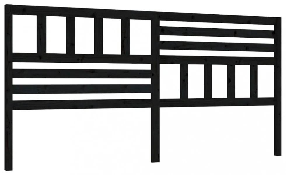 fekete tömör fenyőfa ágyfejtámla 186 x 4 x 100 cm
