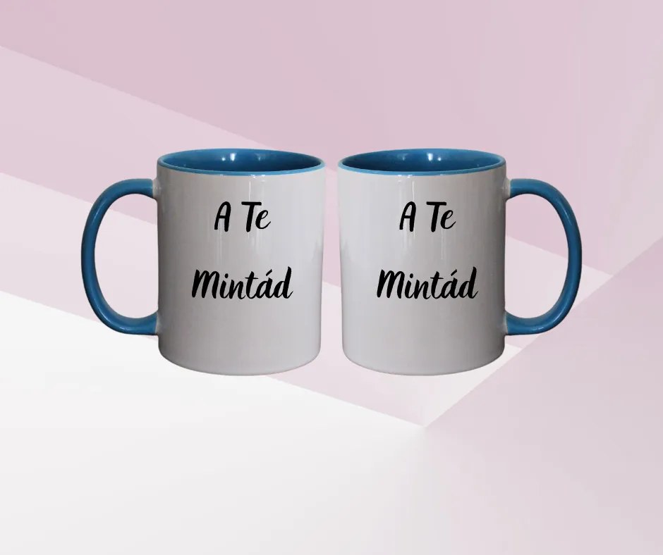 Egyedi Mintájú Fehér Bögre Fekete Belsővel és Füllel