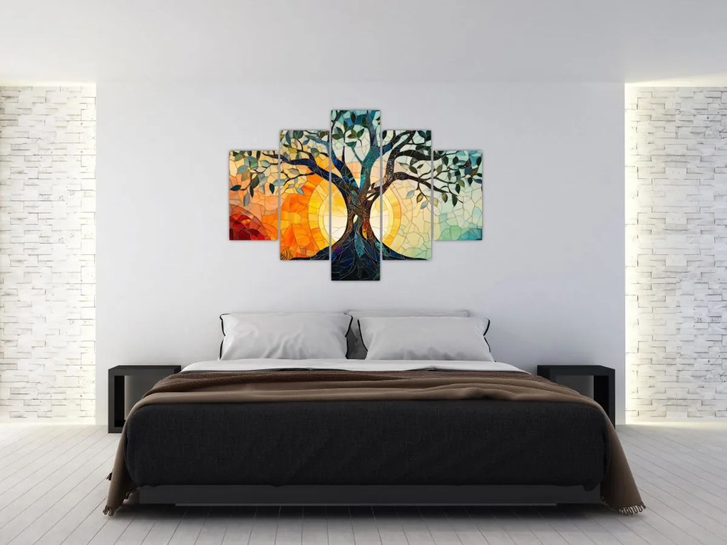 Kép – Mozaik – nap és fa I. (150x105 cm)