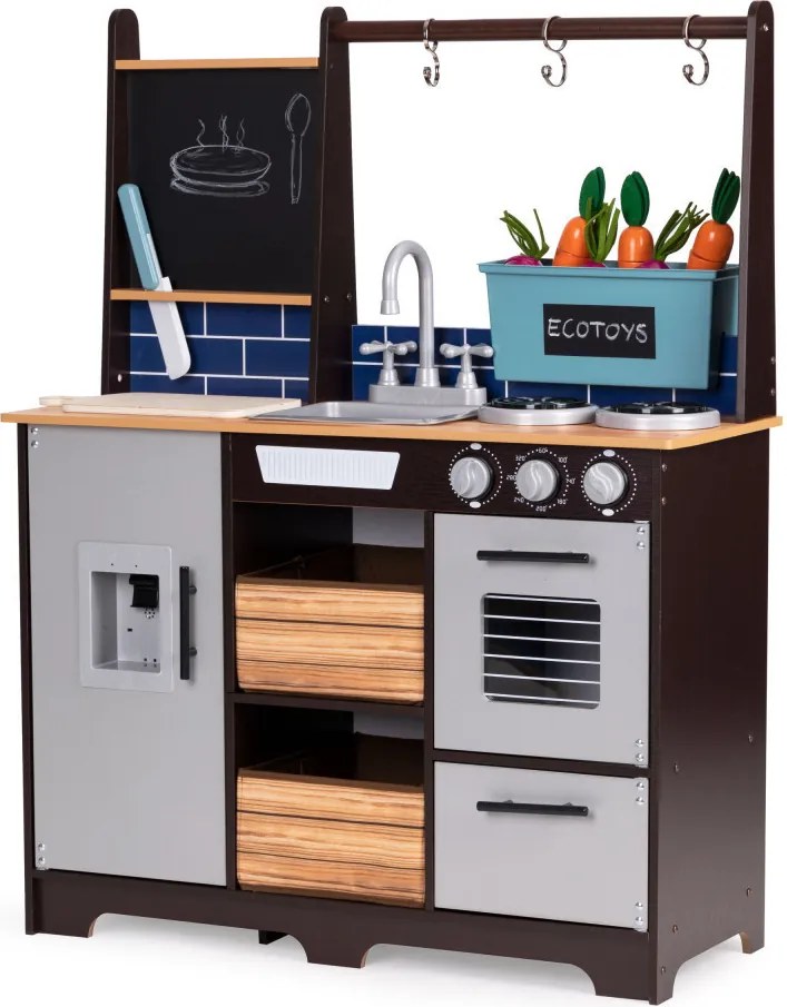 Fából készült konyha gyerekeknek veteményeskerttel és kiegészítőkkel
