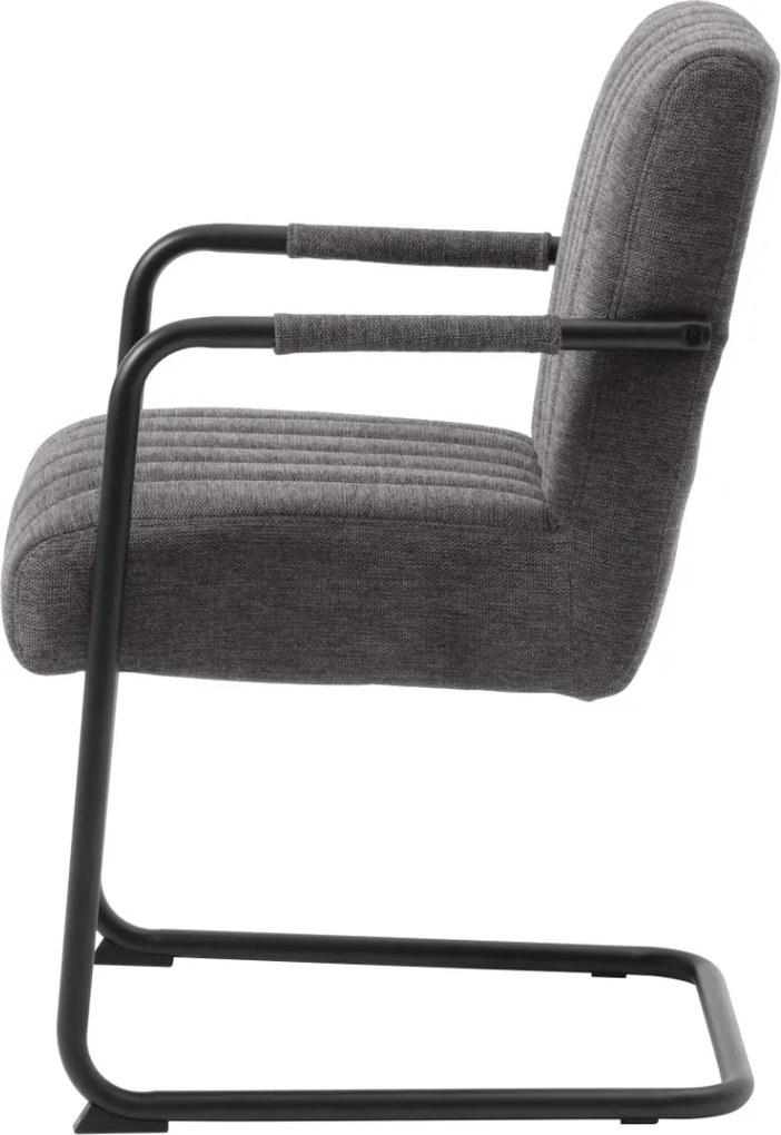 Trout karfás design szék, sötétszürke, fekete fém láb