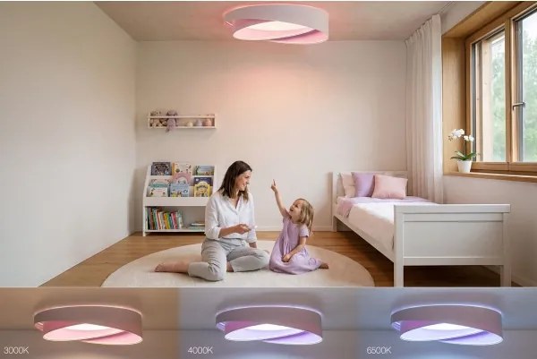 LED dimmelhető mennyezeti lámpa SM. GALAXY M. LED/24W/230V átm. 55 cm fehér/lila + távirányító