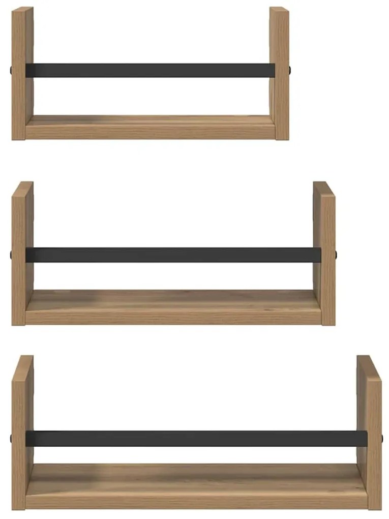 Fali polc készlet 3 pcs Artisan tölgy 40x16x14cm Faanyag