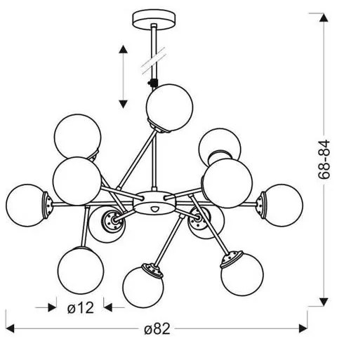 Csillár rúdon BEST 12xE14/40W/230V