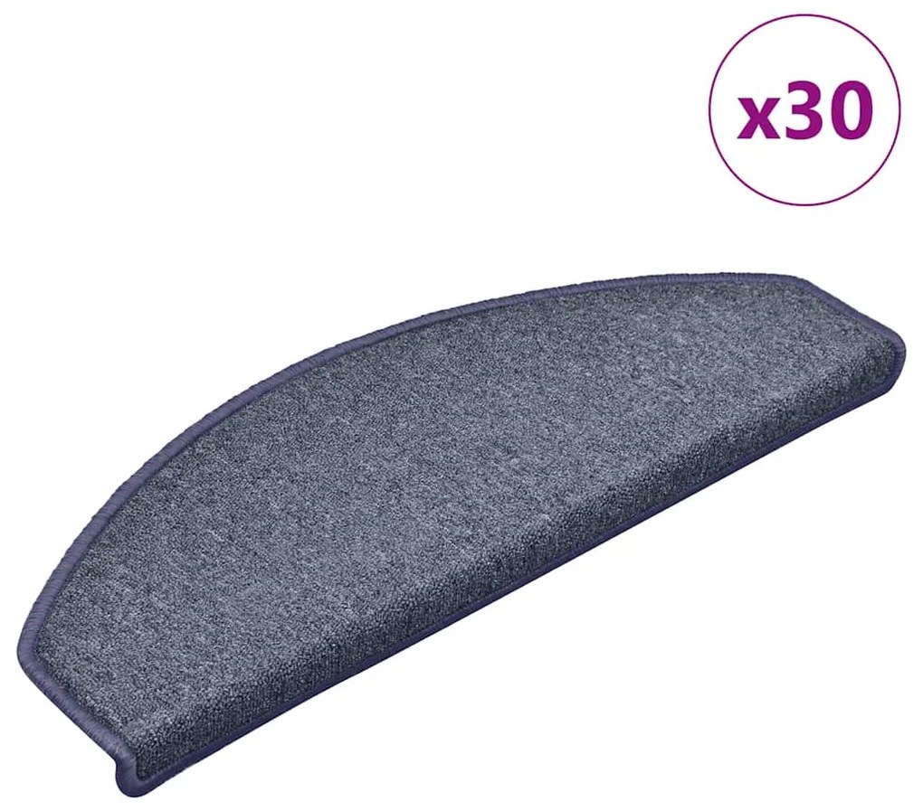 30 db sötétszürke és kék lépcsőszőnyeg 65x24x4 cm