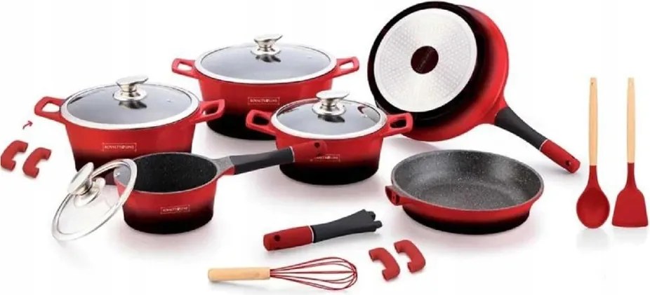 Royalty evőeszközkészlet ES1014M 17 részes, piros-fekete