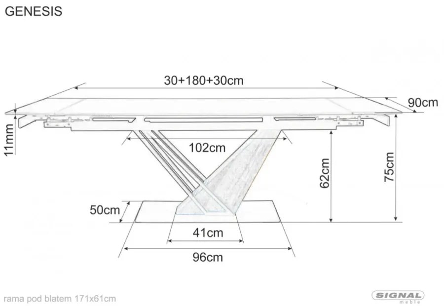 Genesis bővíthető étkezőasztal 180-240 cm tölgy