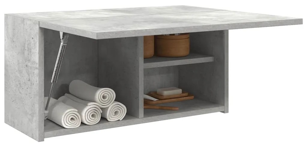 betonszürke szerelt fa fali fürdőszobaszekrény 60 x 25 x 30 cm