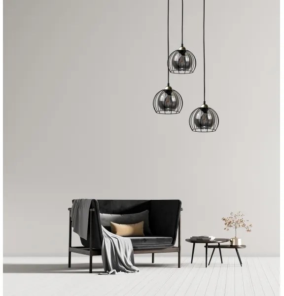 Csillár zsinóron SOLO BLACK 3xE27/60W230V fekete/arany