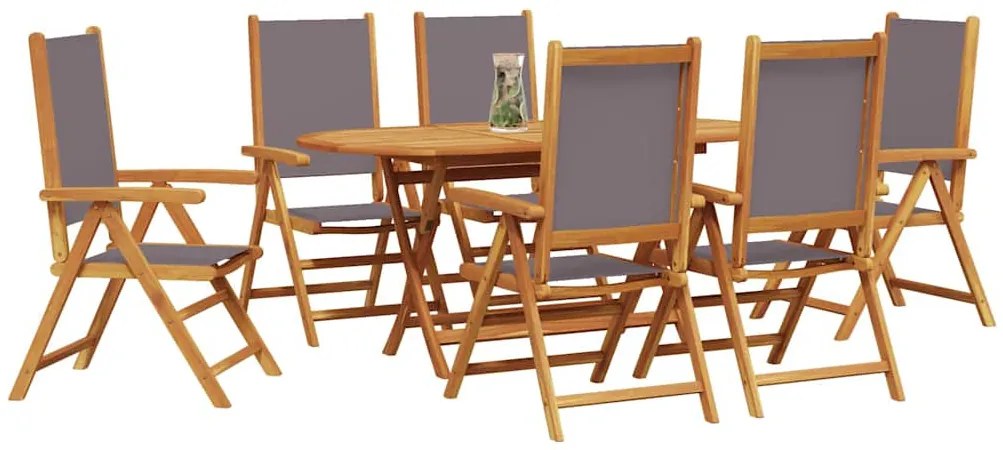 Kert étkező szett 7 pcs Antracit tömör akácfa