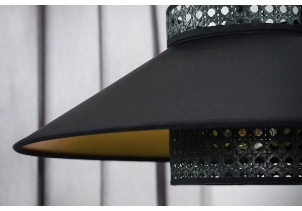 Duolla - Csillár zsinóron RIO RATTAN 1xE27/15W/230V átm. 45 cm fekete/arany