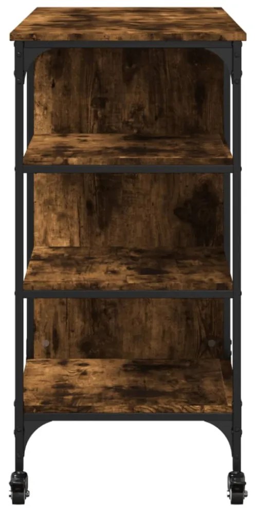 füstös tölgy színű szerelt fa zsúrkocsi 100 x 45 x 89,5 cm