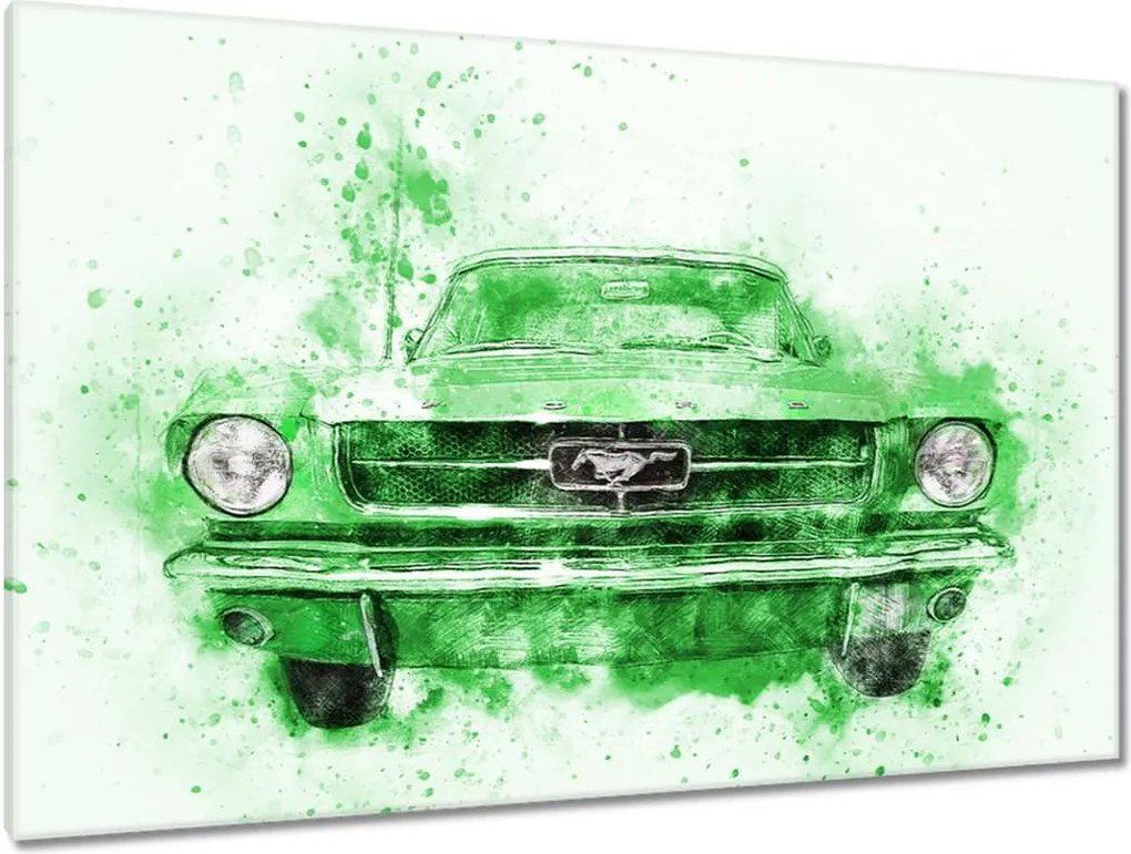 Festmények 120x80 Zöld akvarell Mustang