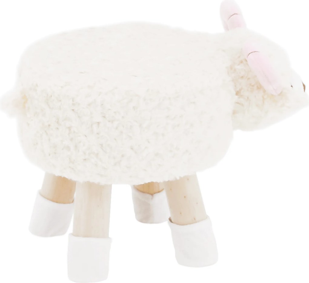 Zsámoly bárány alakban, Velvet szövet fehér/rózsaszín/természetes, LOLA