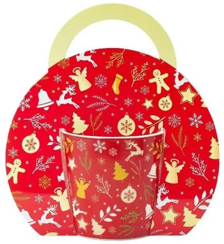 Karácsonyi porcelán bögre díszcsomagolásban - 300 ml piros