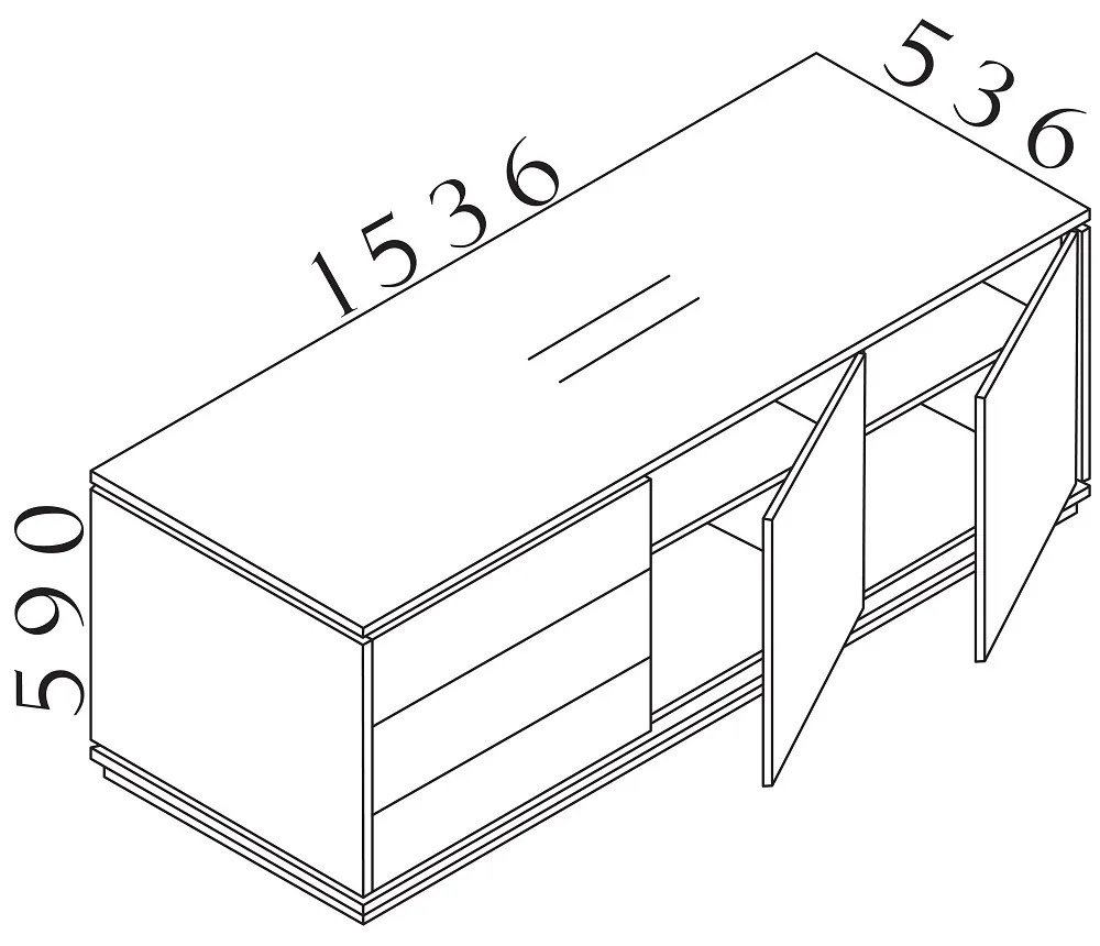 Alkotó konténer 153,6 x 53,6 cm, 3 modulos, fehér / wenge