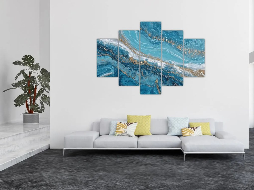 Kép - Világoskék márvány arannyal I. (150x105 cm)