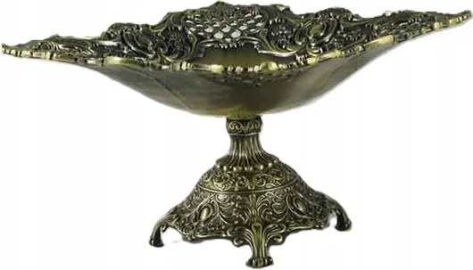 Talpas kínálótál fém arany plattírozott gyümölcs keksz retro régi arany