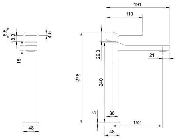 OMNIRES SL7712GR - Mosdócsap SLIDE 27,8 cm csiszolt grafit