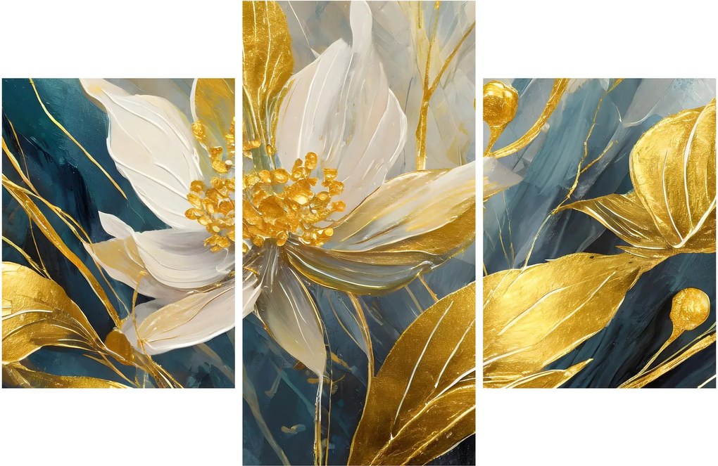 Kép - Festmény arany virágok (90x60 cm)