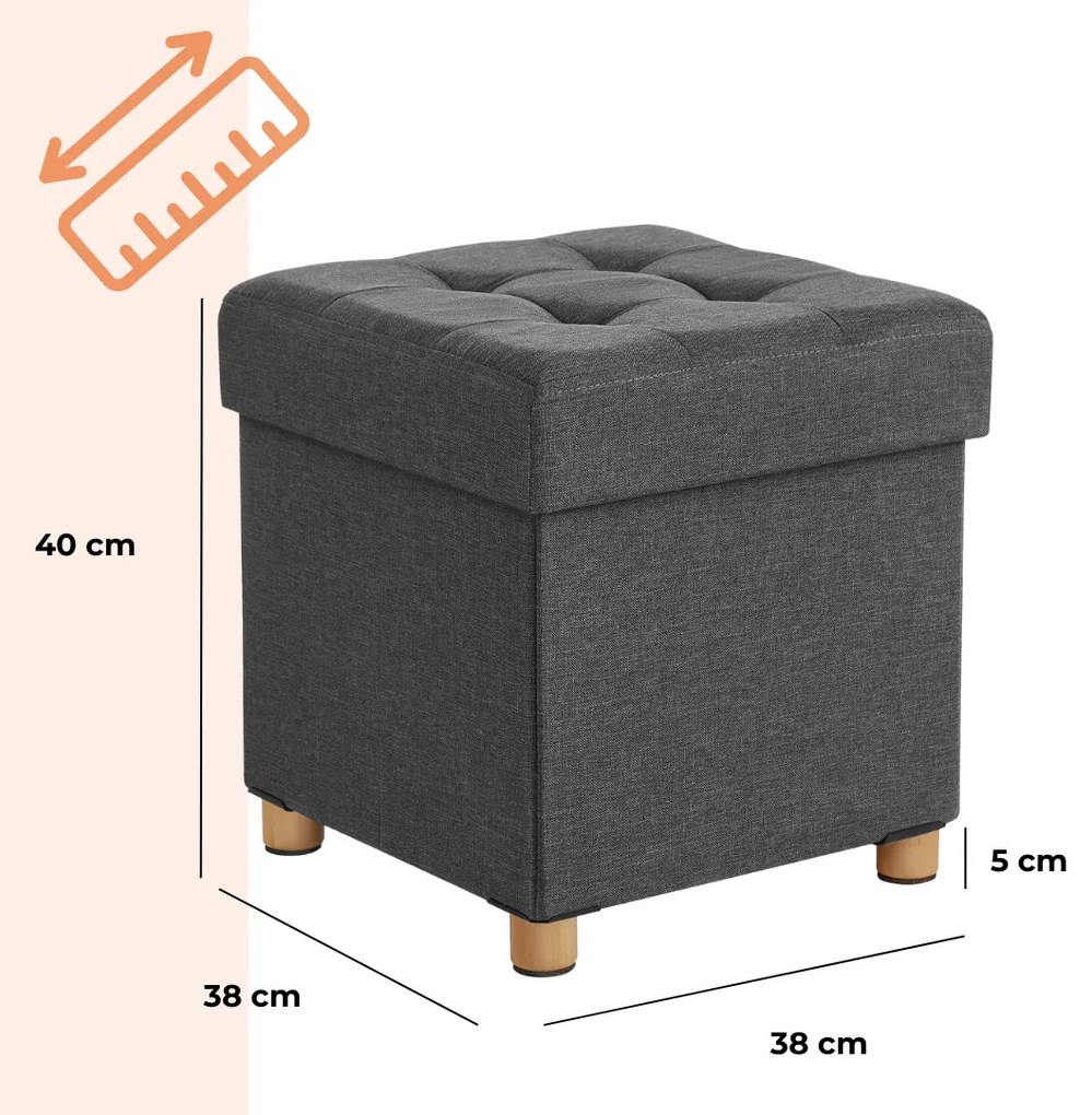 OTO lábas tárolós puff, 38x38x40cm, antracit SongmicsHome