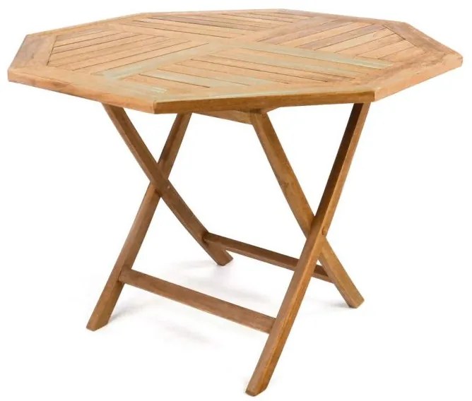 DIVERO Kerti asztal összecsukható Ø100 cm tíkfa