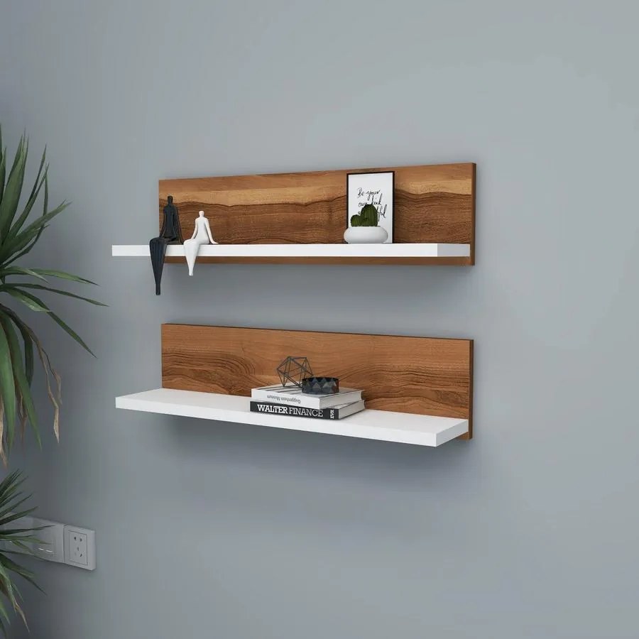 Fali polc Shelf - Diós, Fehér