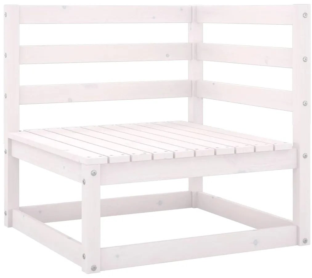 vidaXL kétszemélyes fehér tömör fenyőfa kerti kanapé párnákkal