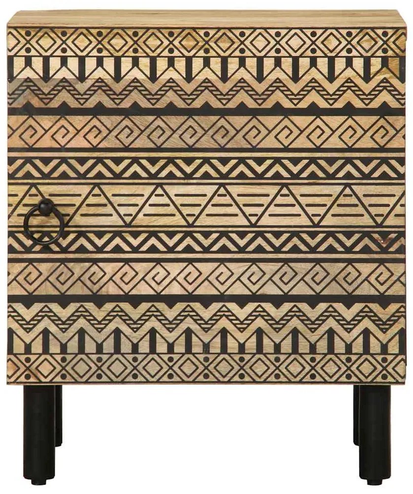 2 db fekete tömör mangófa éjjeliszekrények 40 x 33,5 x 46 cm