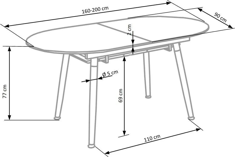 Caliber bővíthető étkezőasztal – fehér matt / san remo tölgy 160 - 200 cm