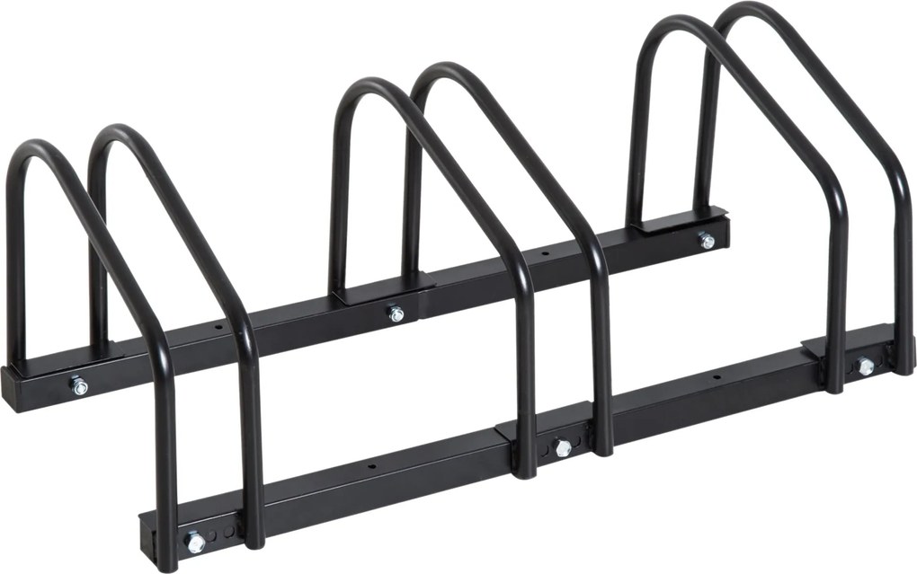 HOMCOM Kerékpár Parkoló Állvány Acélból, Állítható Belső és Külső Használatra 76x33x27 cm Fekete | Aosom