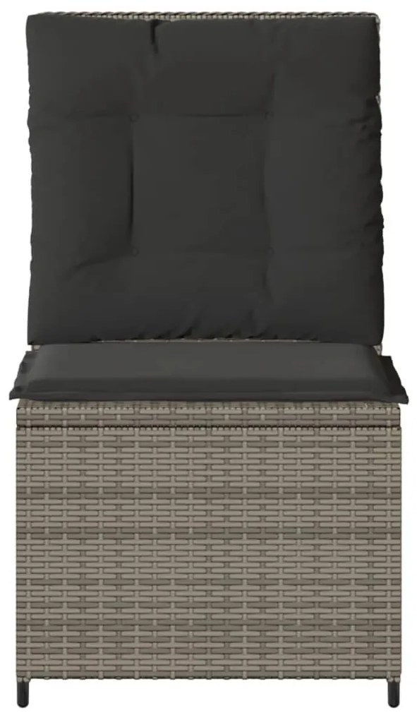 szürke polyrattan dönthető kerti kanapé párnákkal