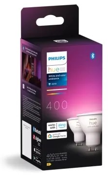 2x Philips Hue WACA GU10 RGBW LED izzó, 4,2W, 2000-6500K, dimmelhető