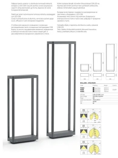 Redo 90582 - LED kültéri lámpa WAKE LED/8W/230V 3000K 75 cm IP65 antracit