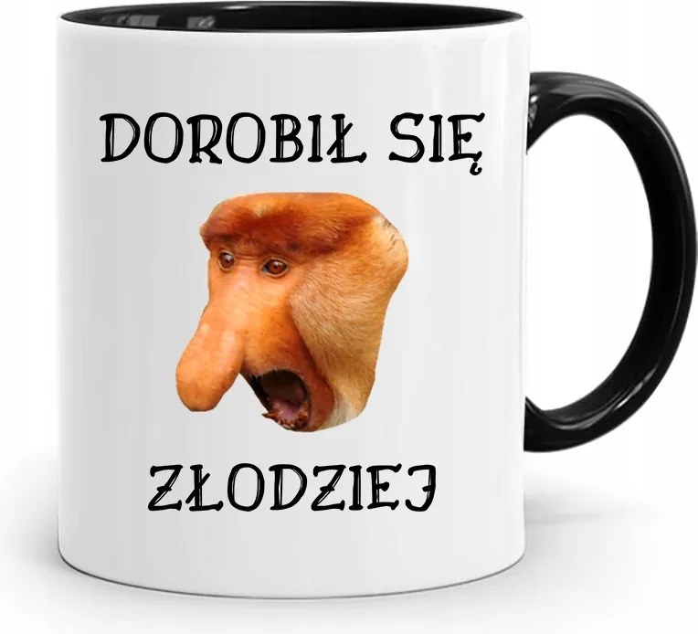 Bögre Fekete Hordozó Janusz Tolvaj Lett, fényképes nyomattal