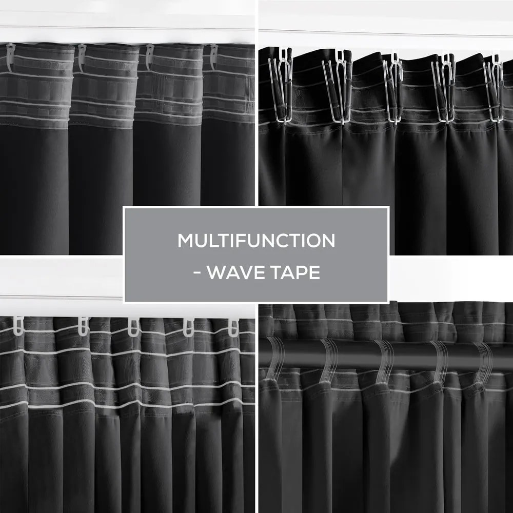 Fekete sötétítő termo függöny 140x245 cm Pleat – Restilo