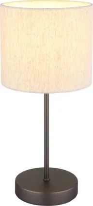Globo 51540108 Asztali lámpa, fém matt fekete-króm, krém színű vászon, kábel PVC fekete, billenőkapcsoló a kábelen, ø: 170mm, M: 370mm, kábelhossz 1500mm, 1x E27 25W 230V izzó nélkül