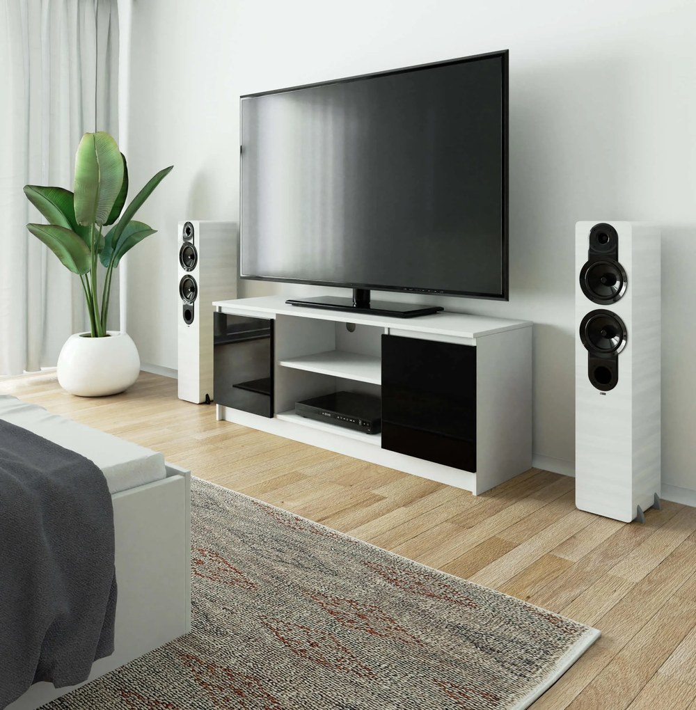 TV asztal Dariel (fehér + fényes fekete). 1069770