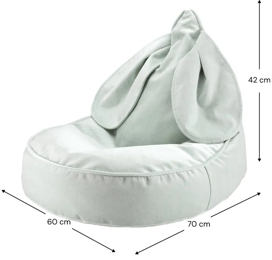Mentazöld bársony gyerek babzsákfotel Bunny – Wigiwama